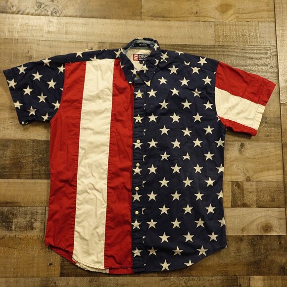 Chaps Ralph Lauren Flag Shirt Men’s Large Red White Blue Stars Stripes USA - Picture 1 of 11